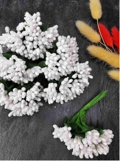 Тычинки с сахарными вставками букетик (белый) пучок 12шт.